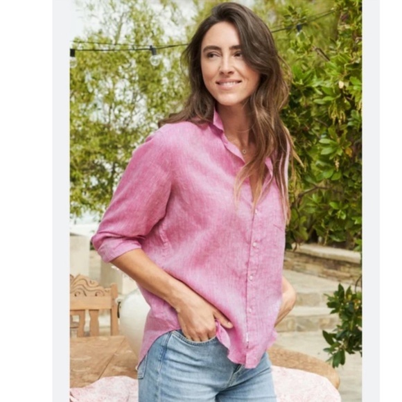 Frank & Eileen Tops - Frank & Eileen Button Down EILEEN Shirt Linen in Magenta Pink